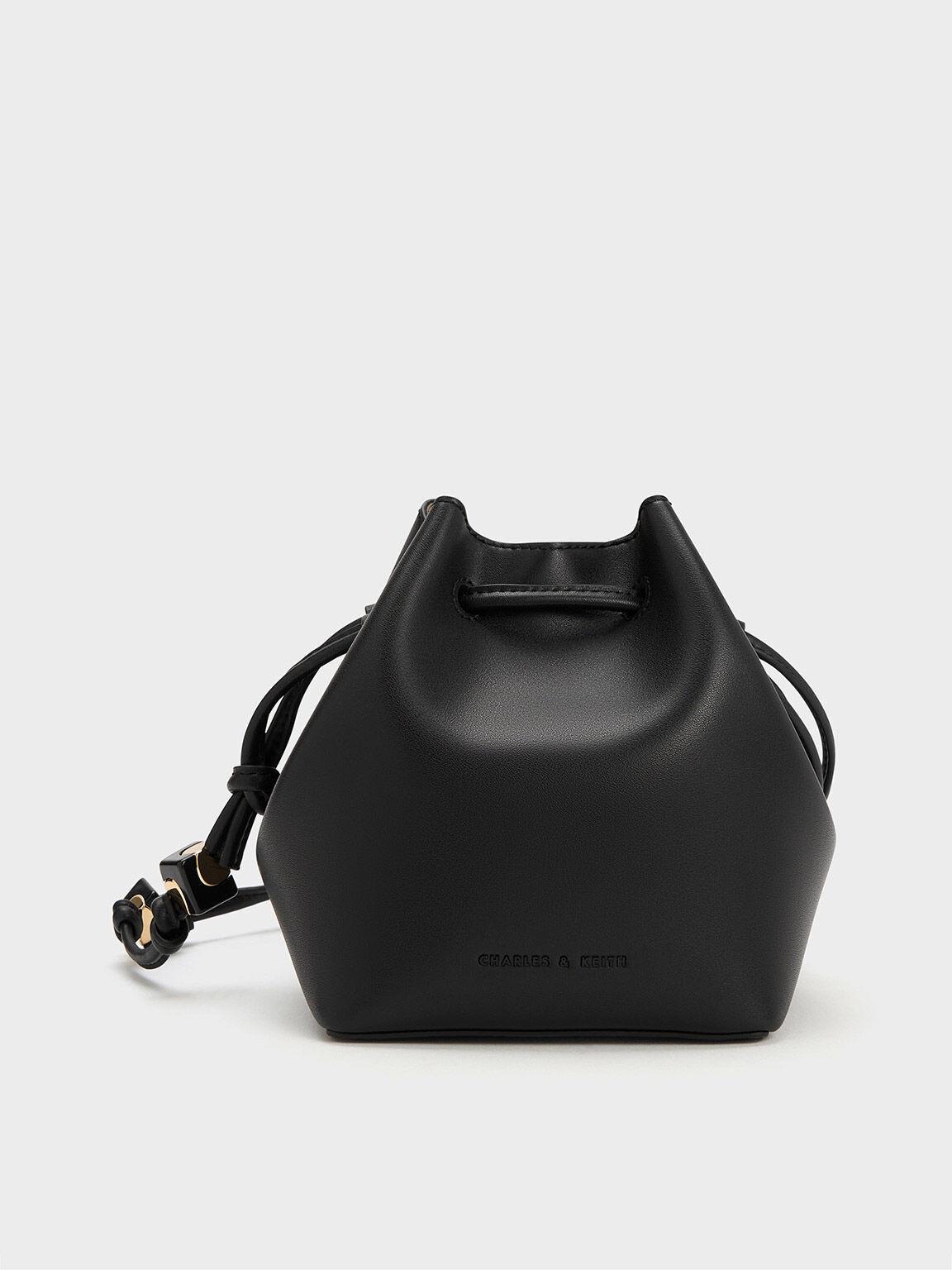 Black Cube Knotted Bucket Bag - CHARLES & KEITH CA