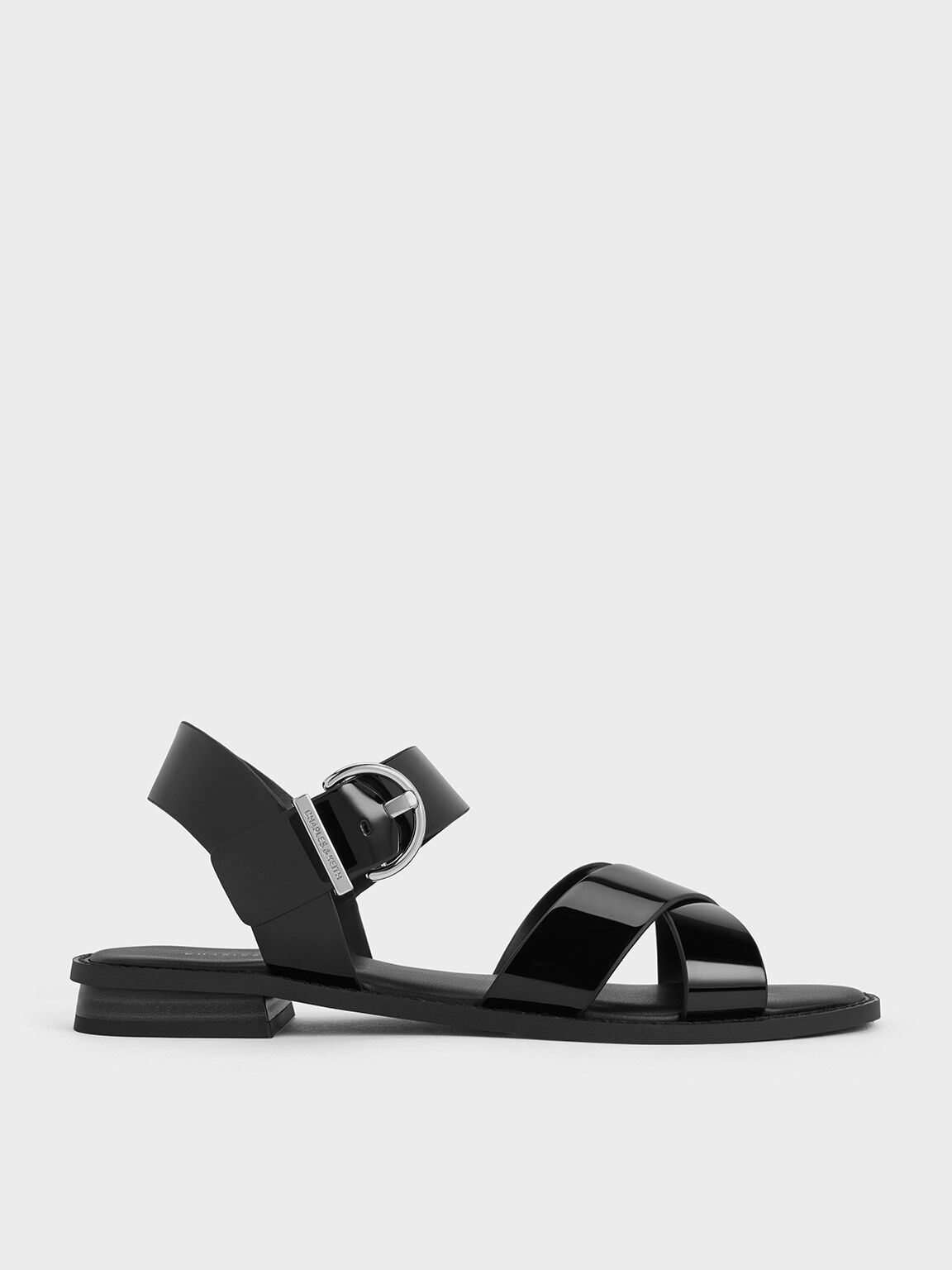 V-Strap Thong Sandals - Black