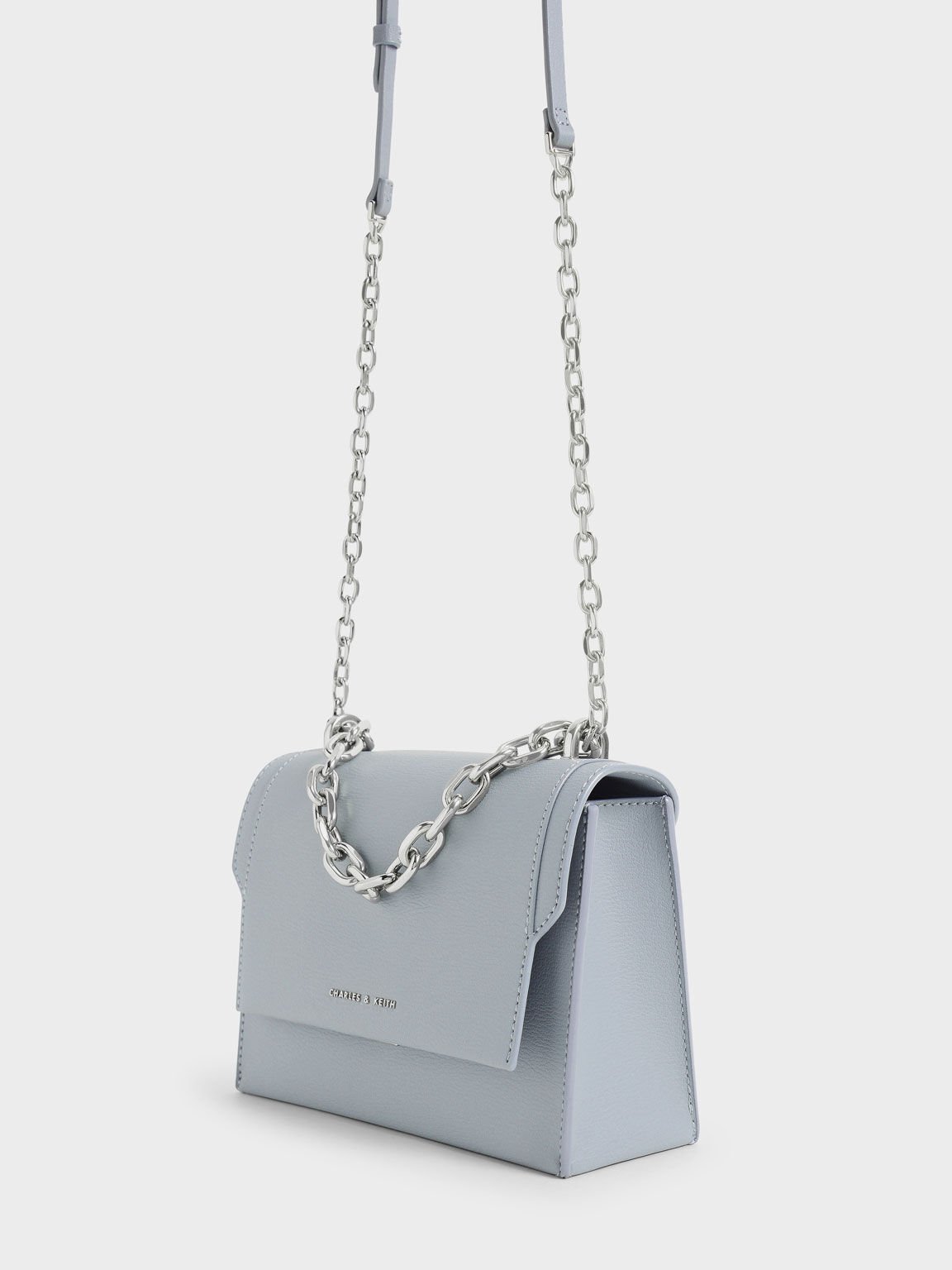 Front Flap Chain Handle Crossbody Bag, Steel Blue, hi-res