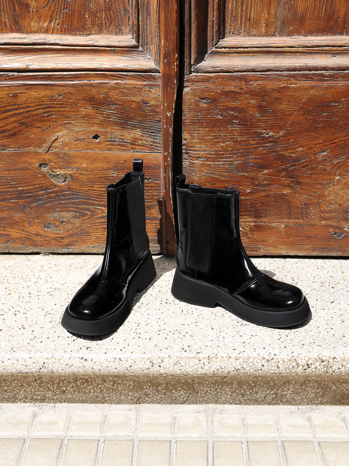 Giselle Patent Chelsea Boots, Black Patent, hi-res