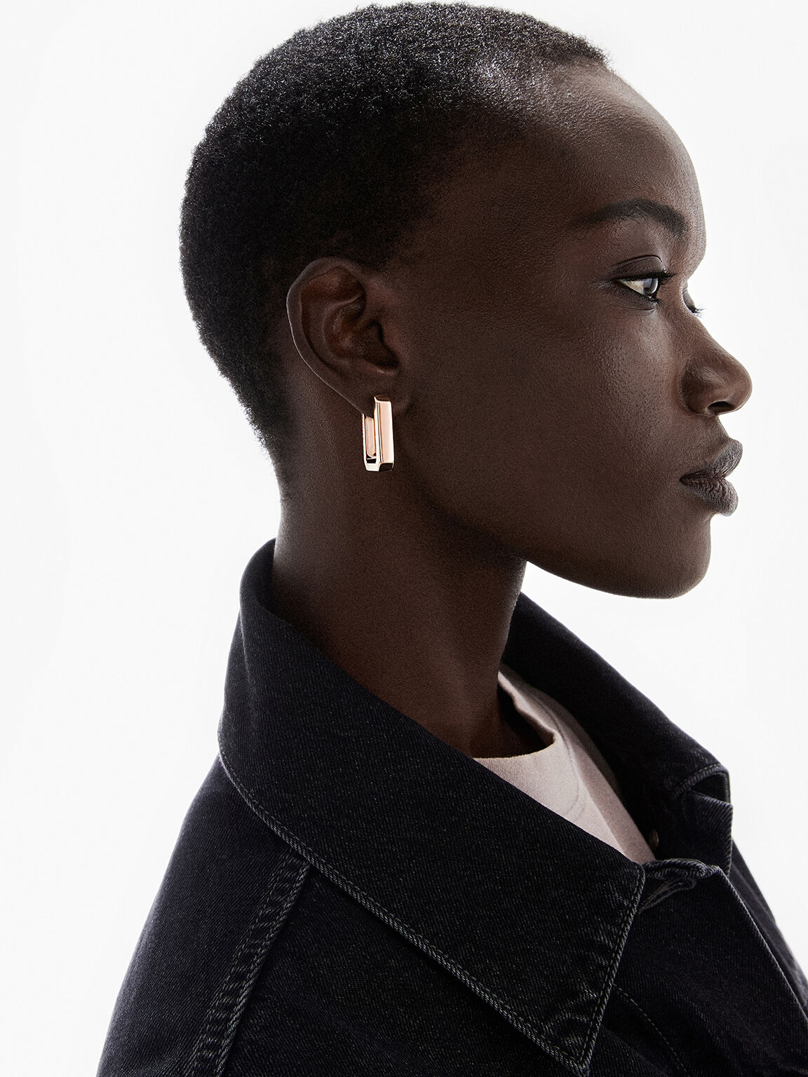 Keziah Rectangle Hoop Earrings, Rose Gold, hi-res