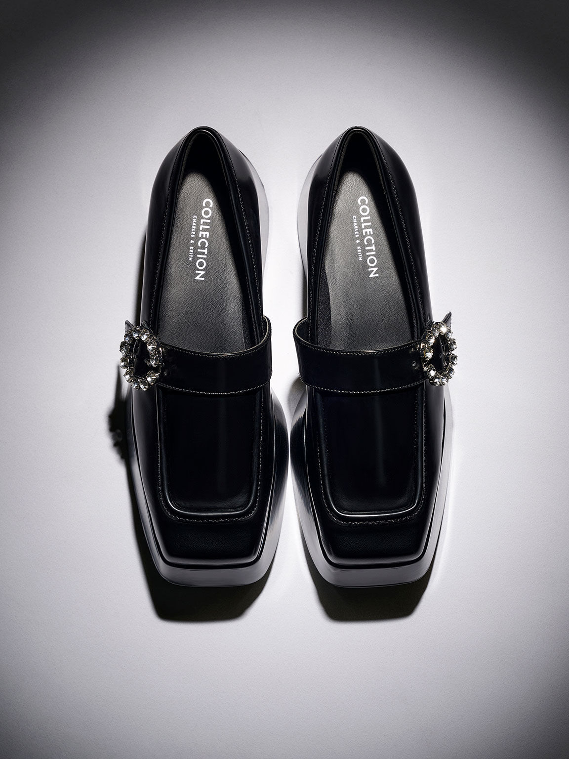 Gem-Embellished Chunky Platform Loafers - Black