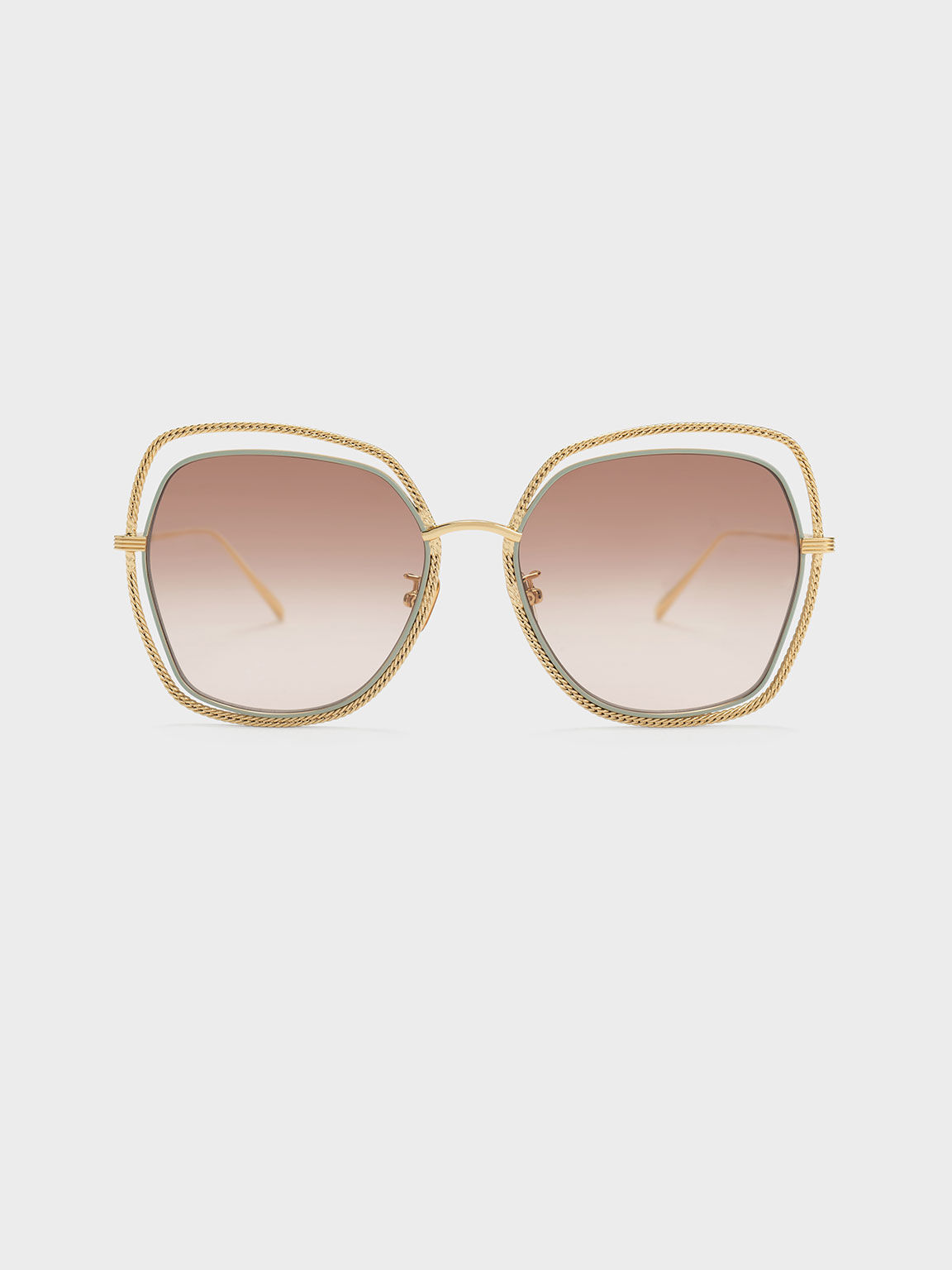 Mint Green Cut-Out Double-Frame Butterfly Sunglasses - CHARLES & KEITH ...