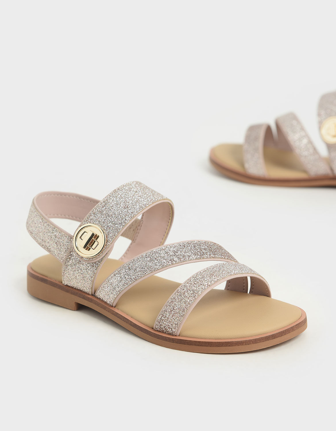 Wonder Nation silver sparkly double buckle sandals