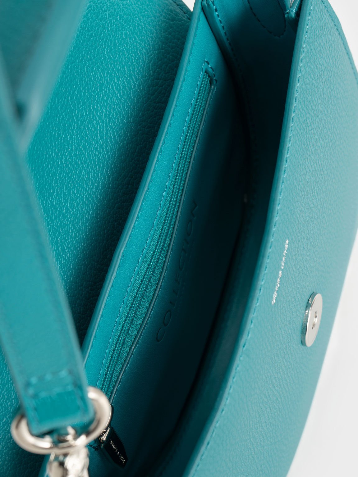 Turquoise Mini Gabine Leather Saddle Bag - CHARLES & KEITH US