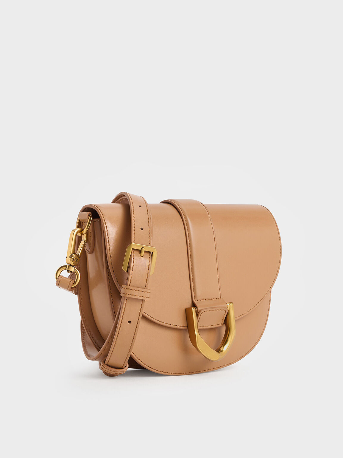 Bolso saddle Gabine de cuero, Toffee, hi-res