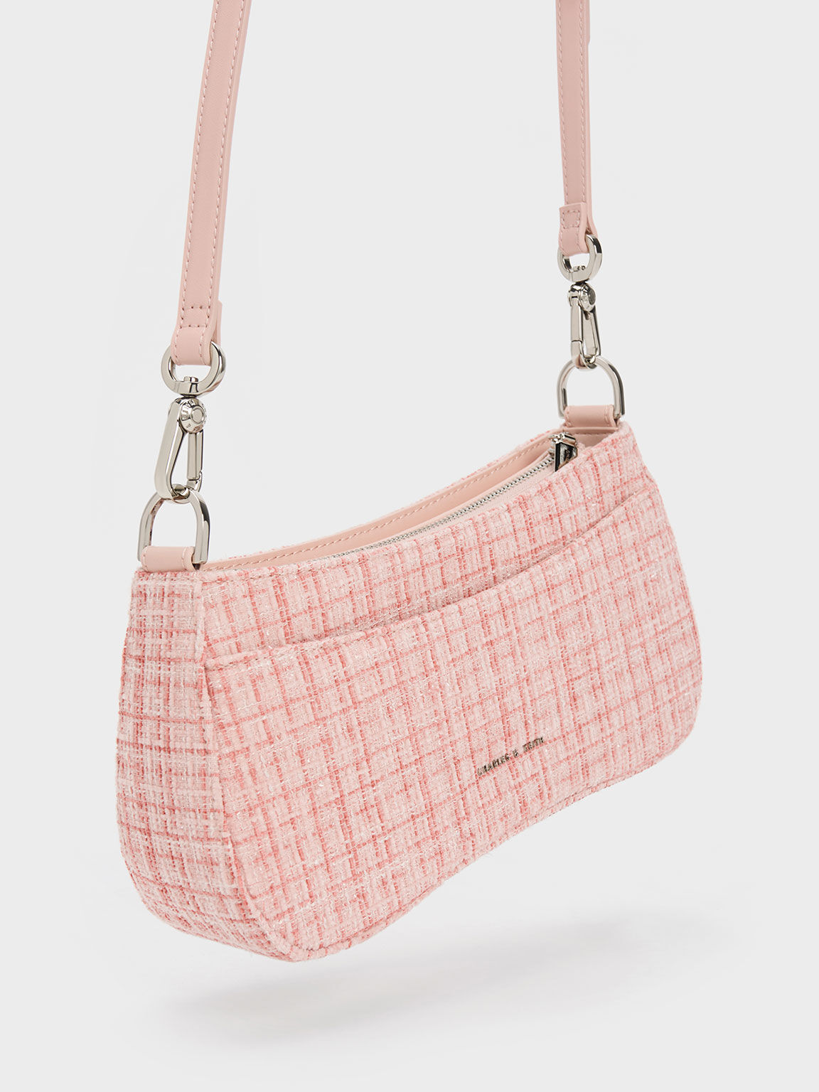 Pink Plaid Baguette Bag