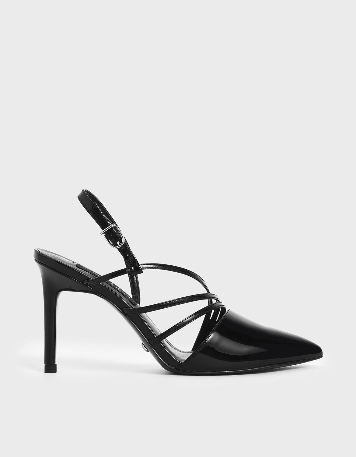black strappy slingback heels
