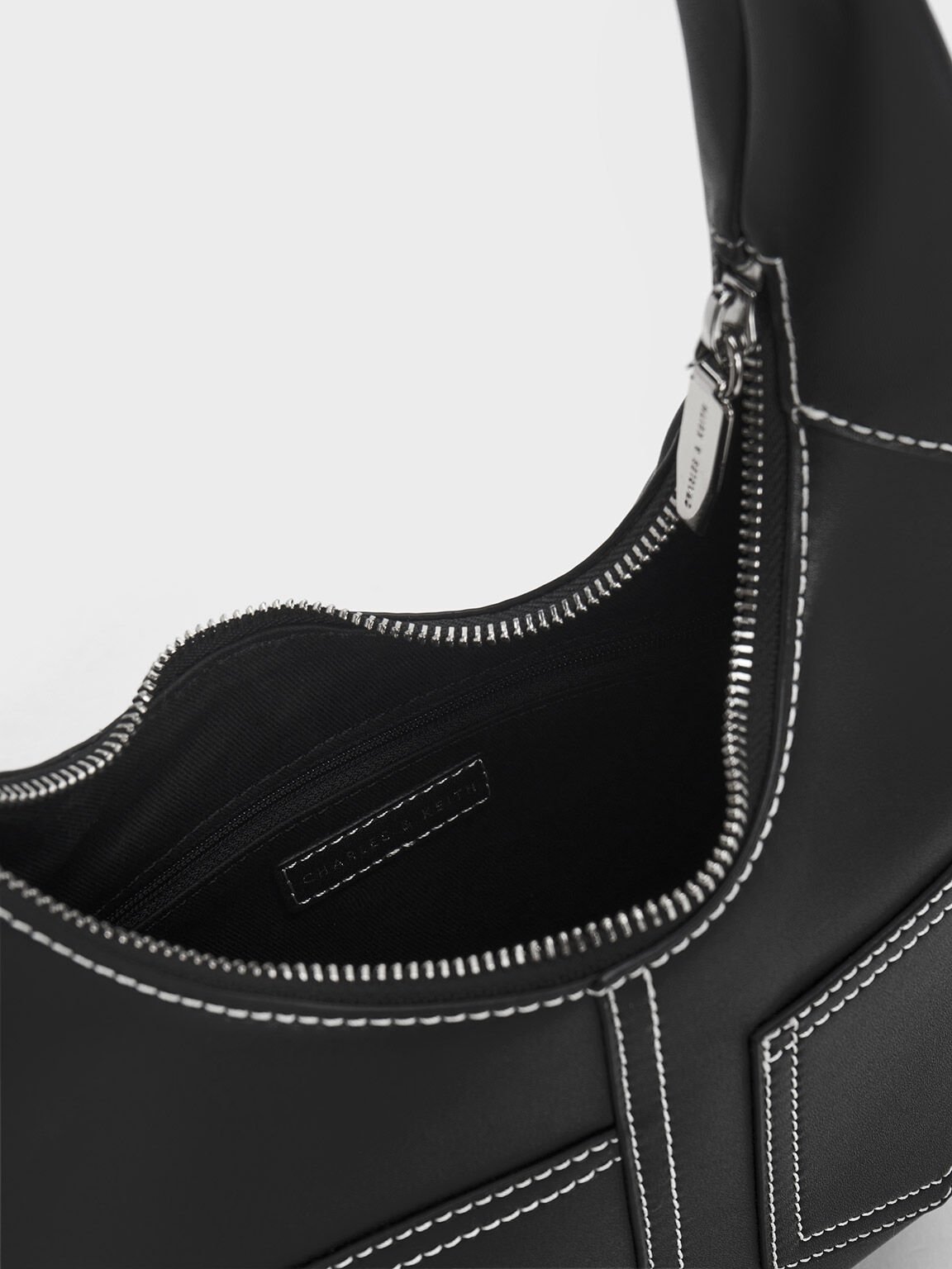 Black Contrast-Trim Belted Crossbody Bag - CHARLES & KEITH US