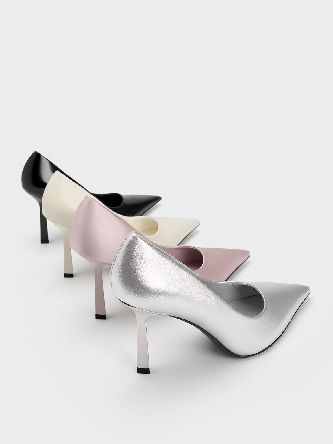 Silver Metallic Pointed-Toe Pumps - CHARLES & KEITH International