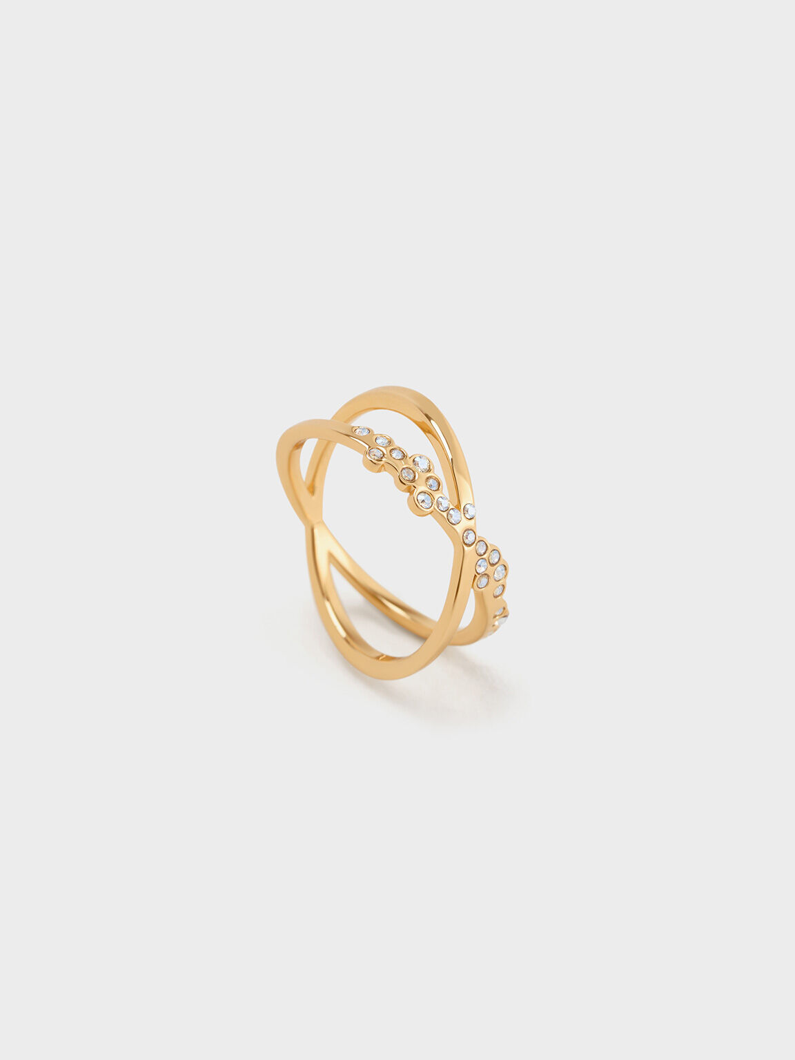 Reverie Crystal Criss-Cross Ring, Gold, hi-res