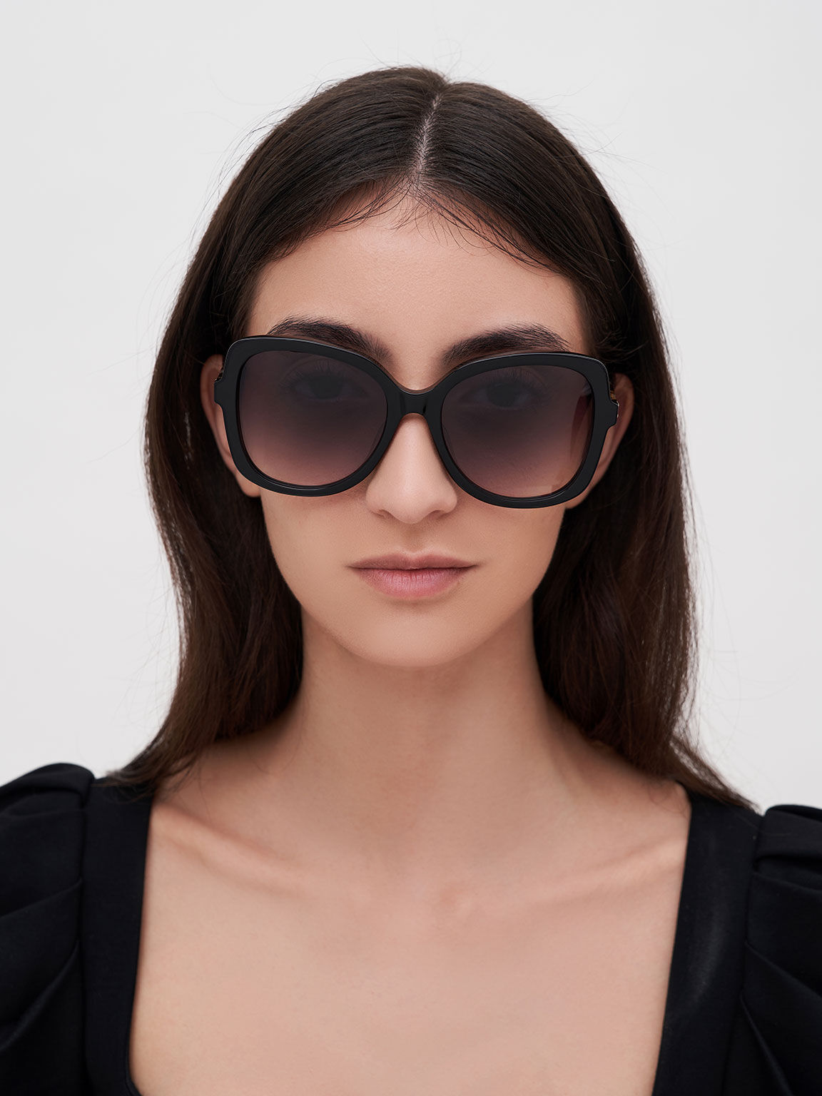Recycled Acetate Butterfly Sunglasses - Black