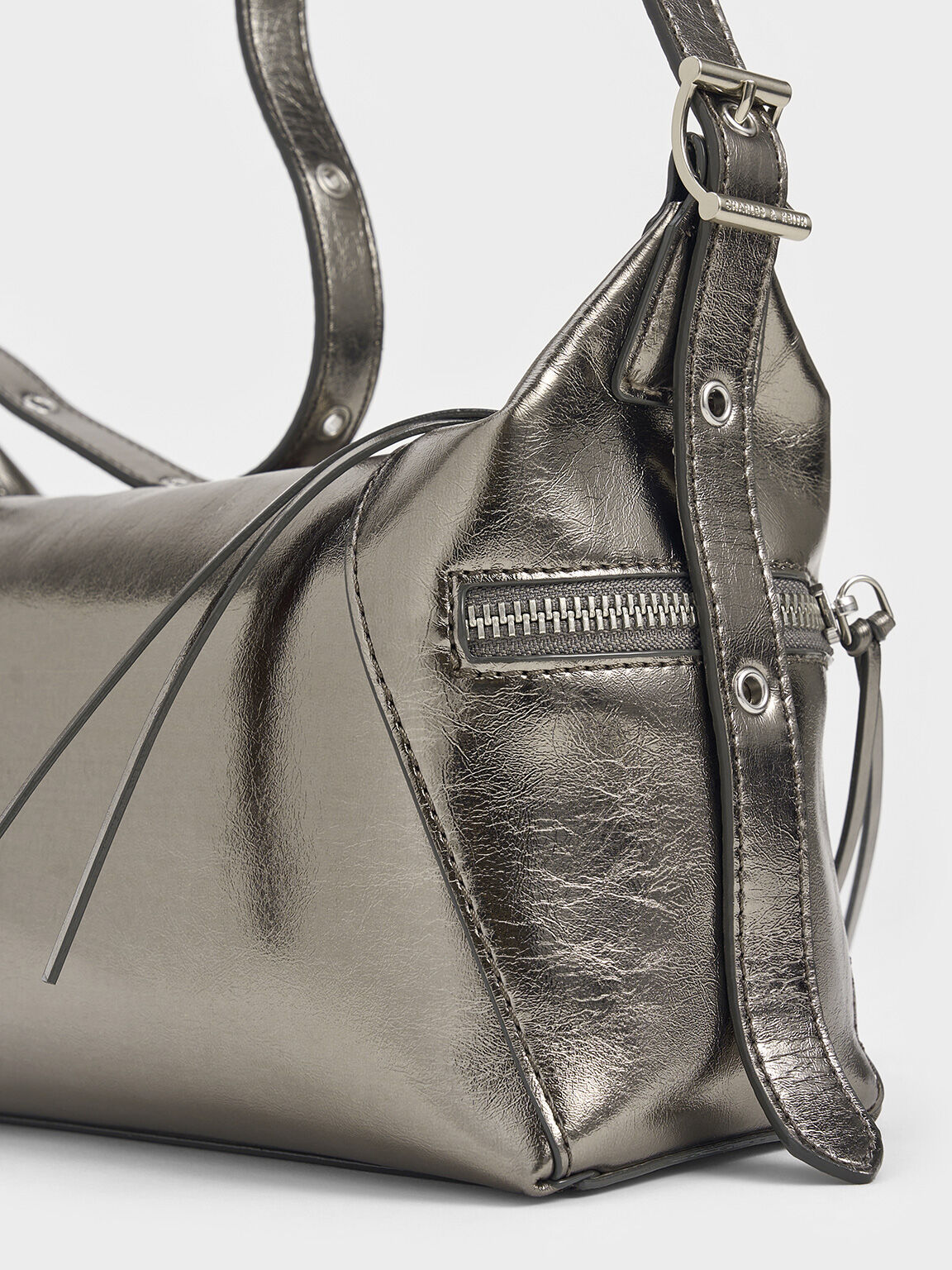 Xylia Metallic Shoulder Bag, Pewter, hi-res