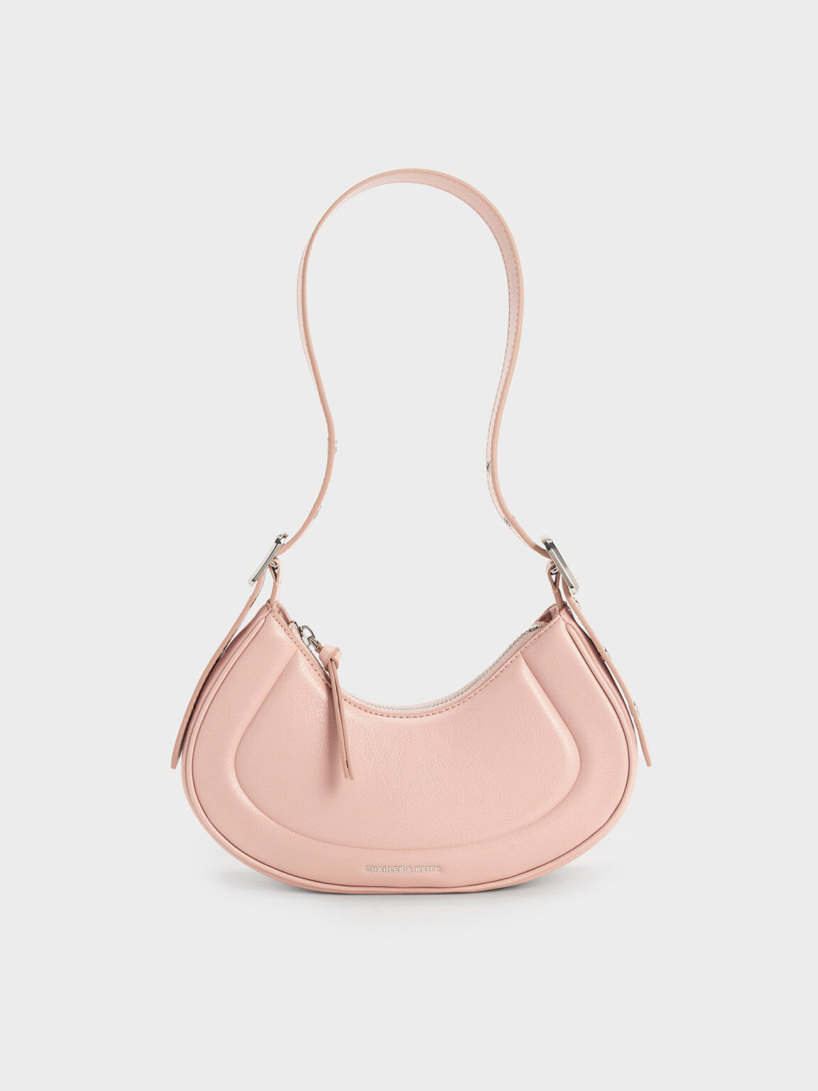 Petra Curved Shoulder Bag, Pink, hi-res