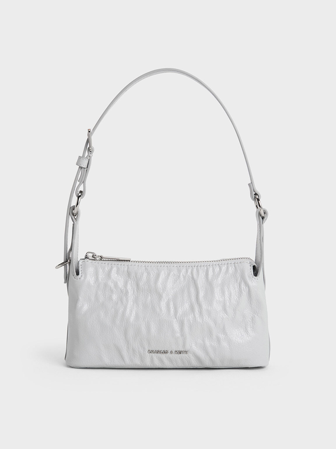 Lark Crinkle-Effect Shoulder Bag, Grey, hi-res