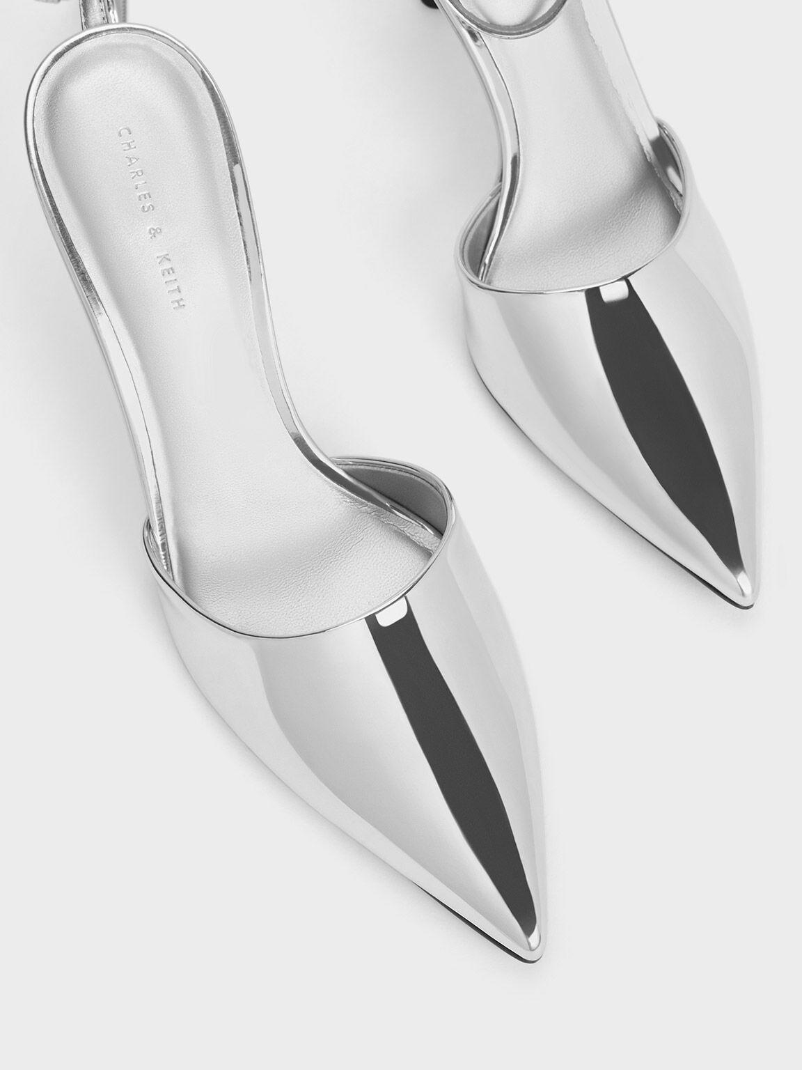 Metallic D'Orsay Heels with Metallic Fabric Inset | David's Bridal