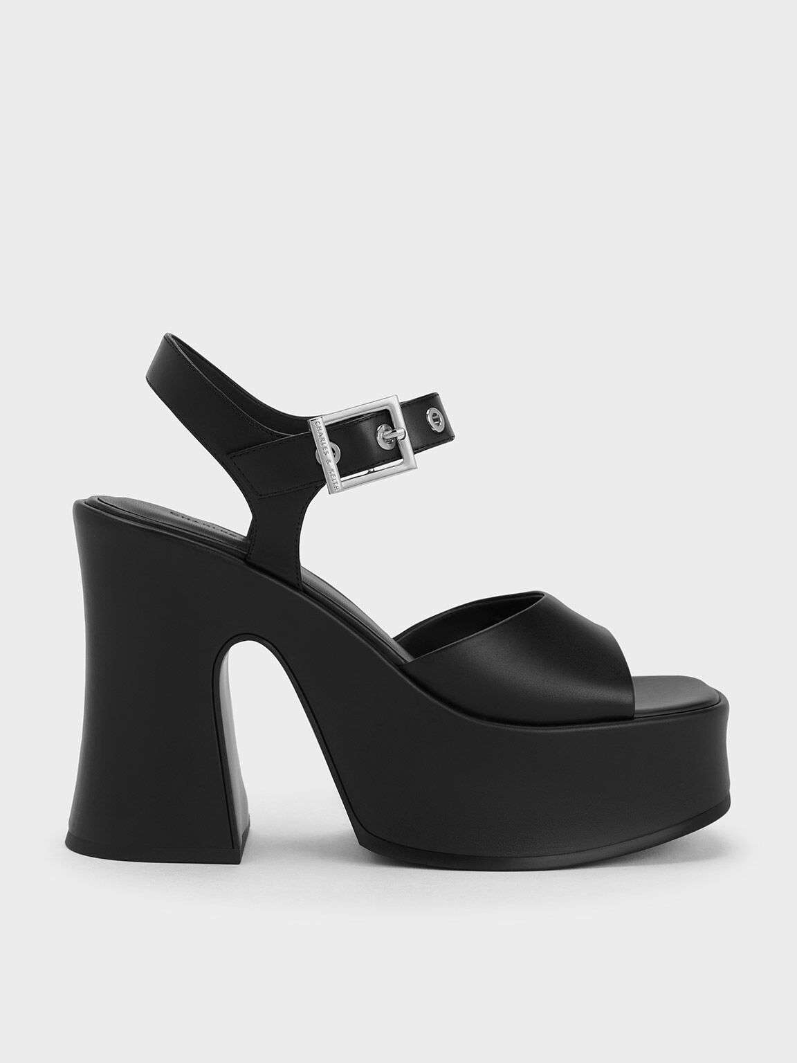 Jocelyn Grommet Ankle-Strap Platform Sandals - Black