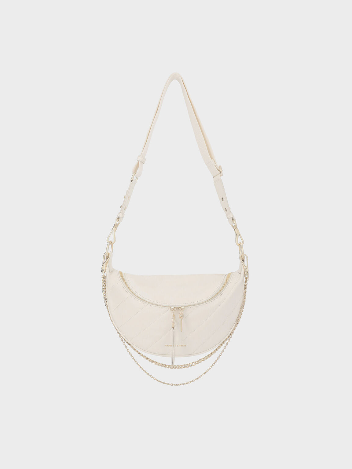 Philomena Crinkle-Effect Half-Moon Crossbody Bag, Cream, hi-res