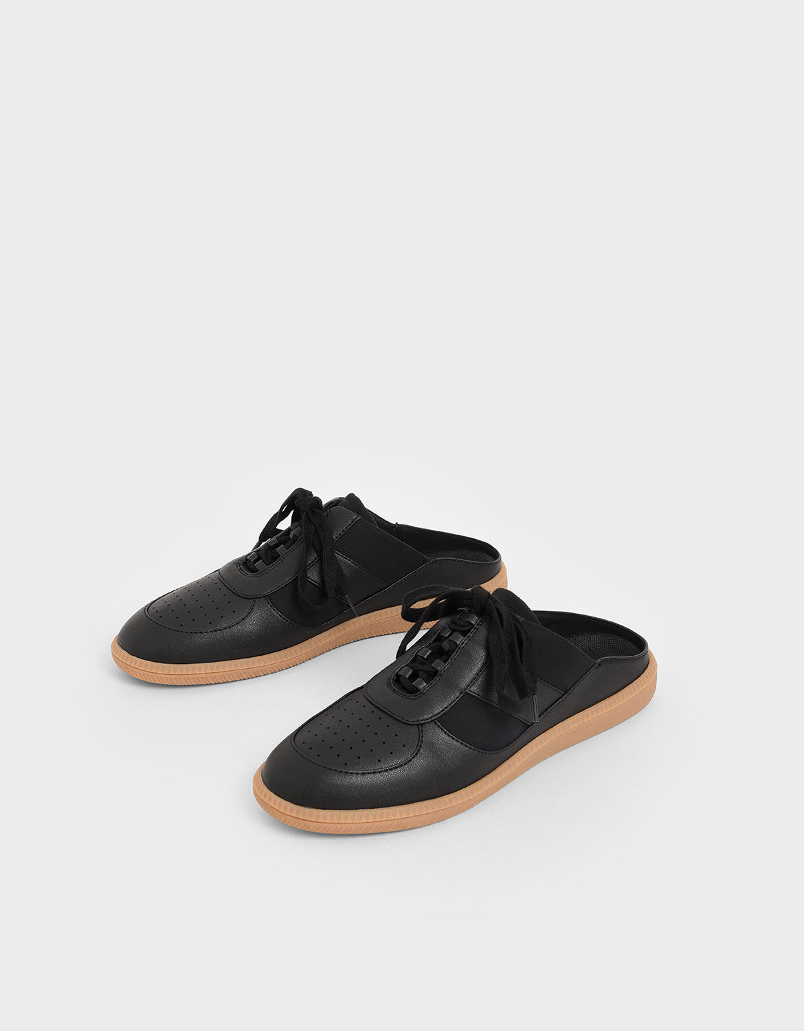 Black Lace Up Sneaker Mules | CHARLES 