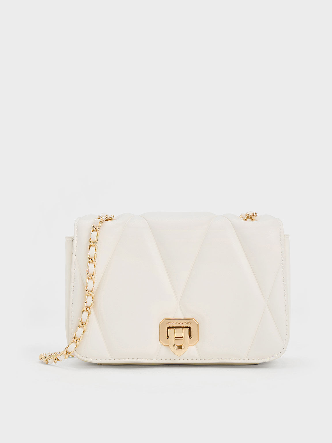 Arwen Quilted Shoulder Bag, White, hi-res