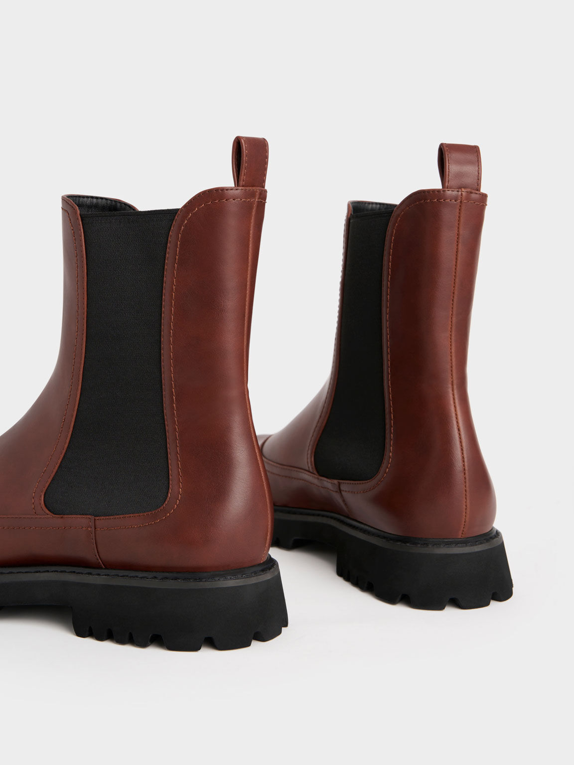 Brick Ridged-Sole Chelsea Boots - CHARLES & KEITH CA