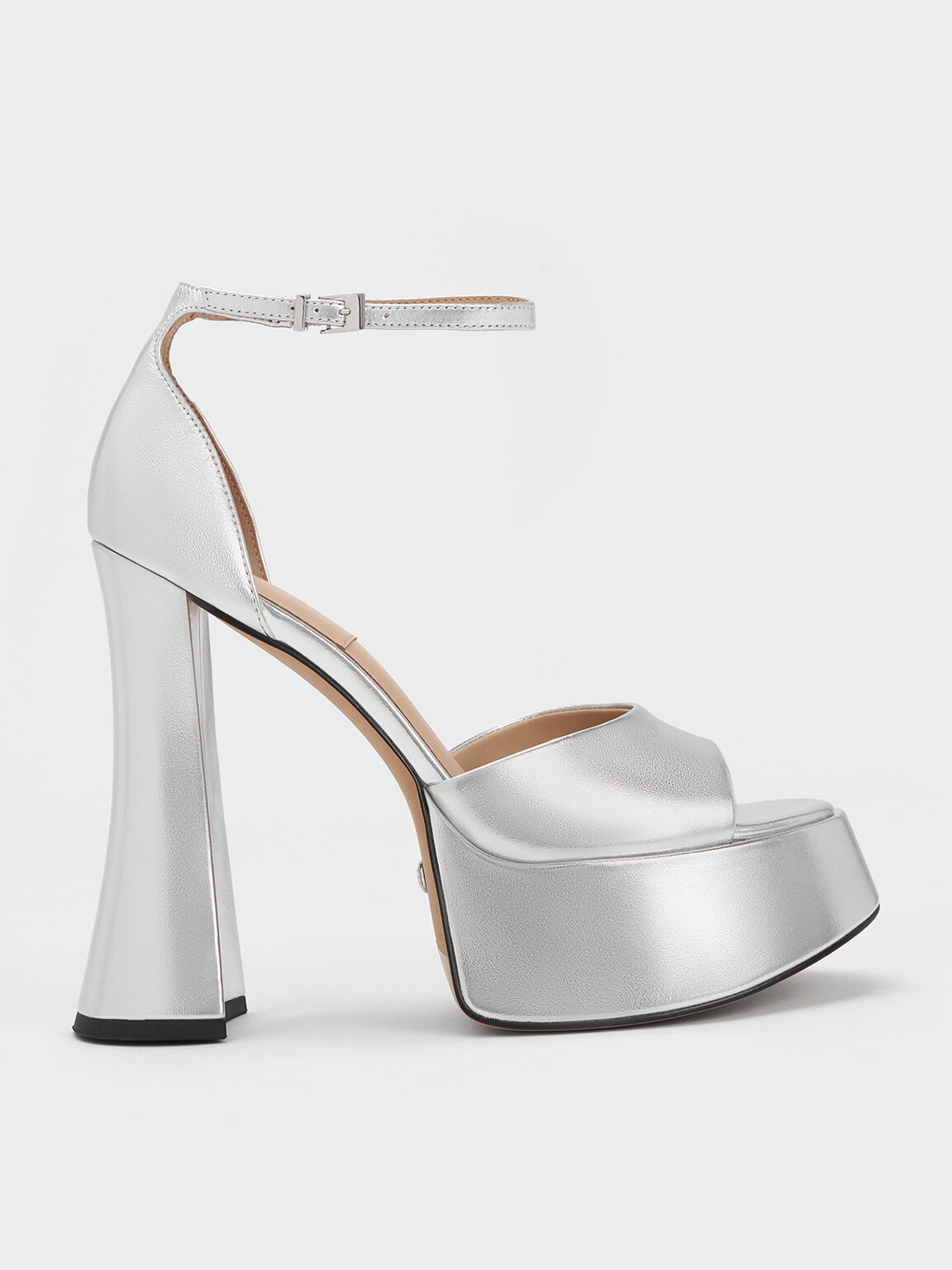 Michelle Metallic Leather Platform Sandals, Silver, hi-res