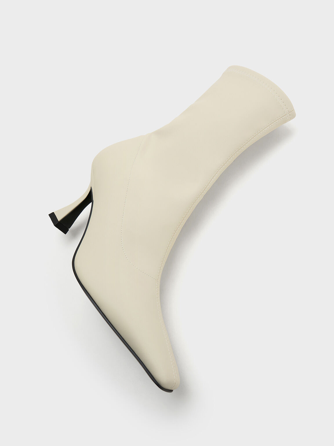 Elongated Square-Toe Ankle Boots, Chalk, hi-res