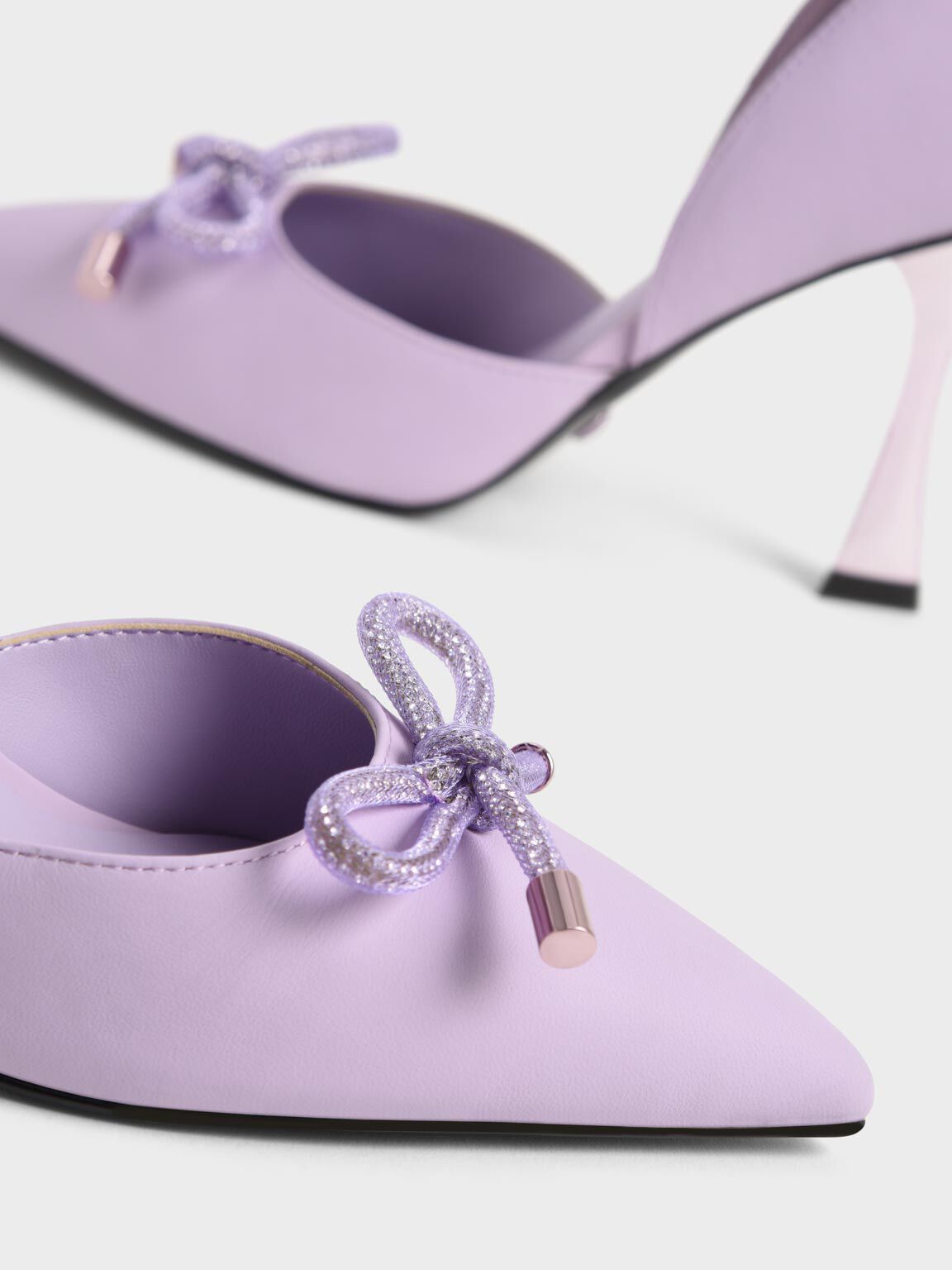 Gem-Embellished Bow-Tie D'Orsay Pumps, Lilac, hi-res