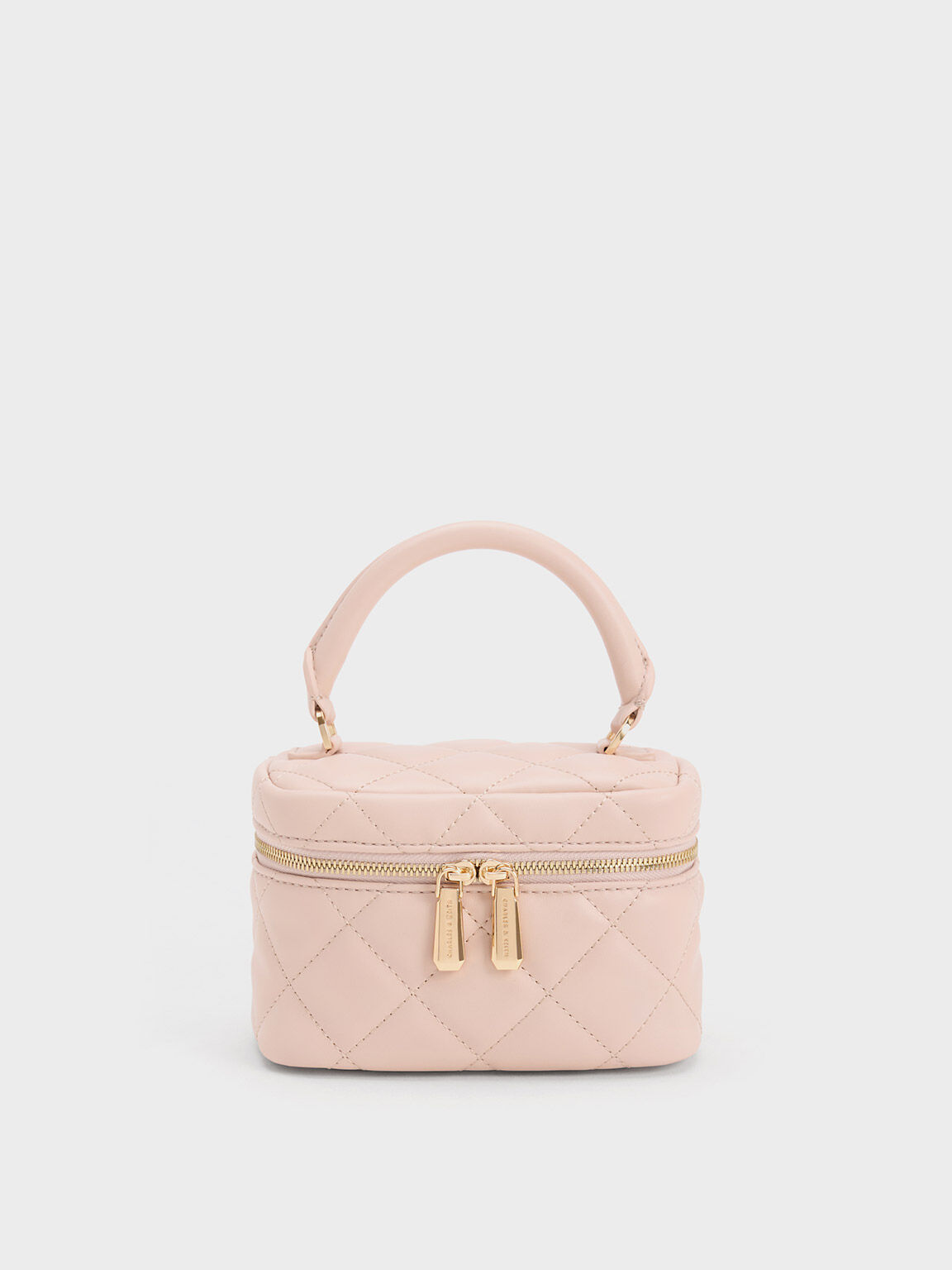 Quilted Two-Way Zip Mini Bag - Nude