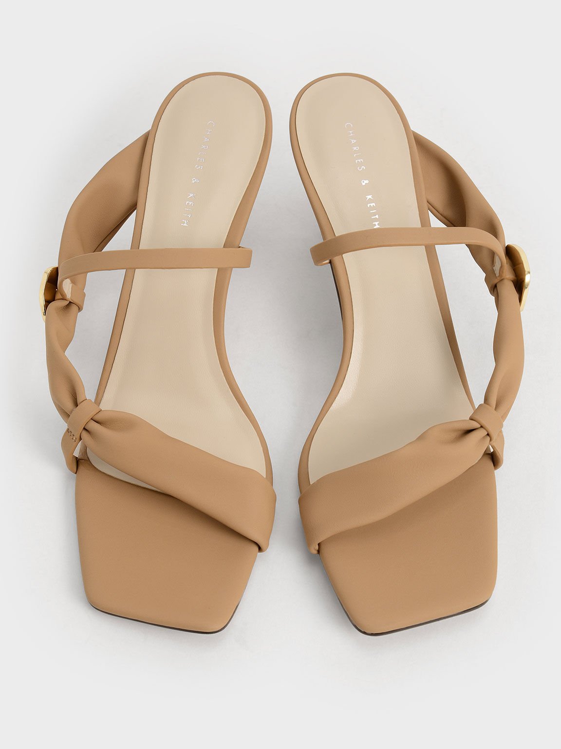 Beige Embellished Puffy Strap Mules - CHARLES & KEITH International