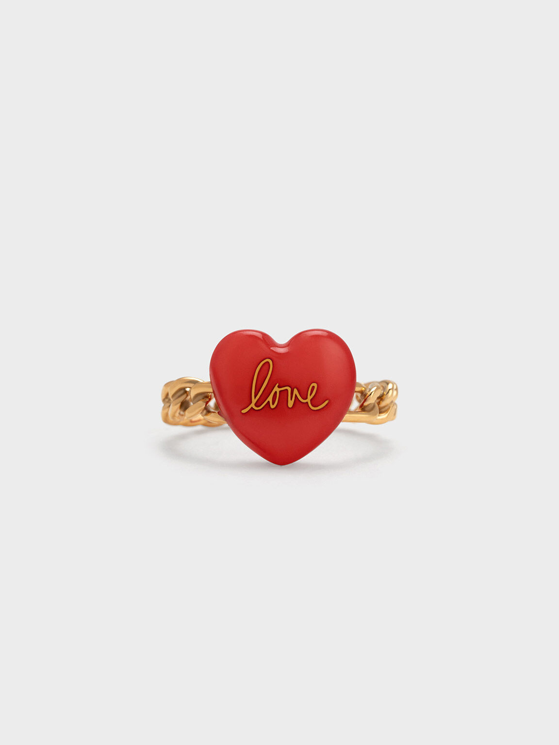 "Love" Heart Braided Ring, Red, hi-res