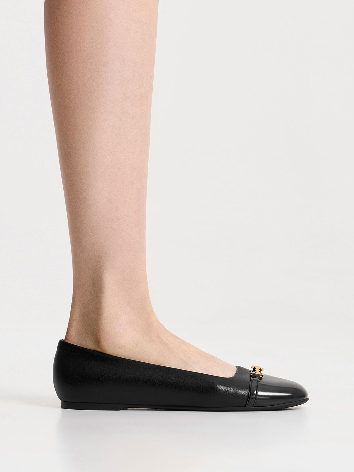 Black Textured Recycled Polyester Bow Ballet Flats - CHARLES