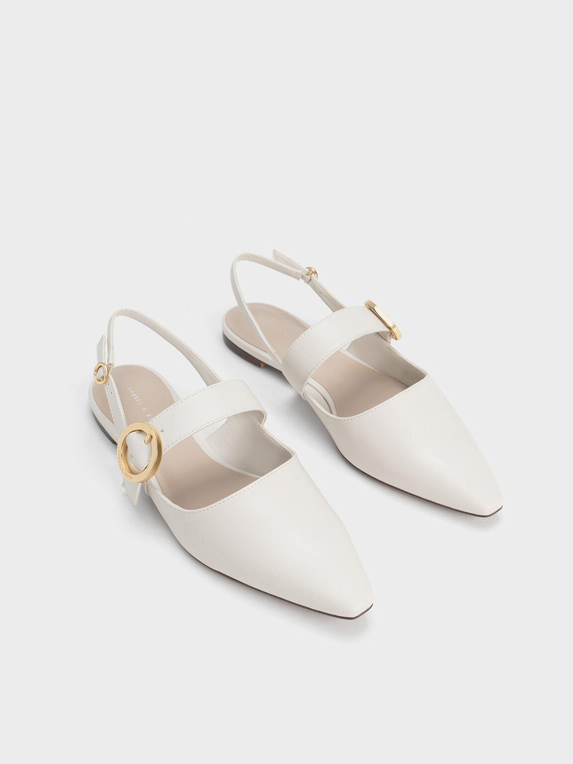 Flat white 2025 slingback shoes