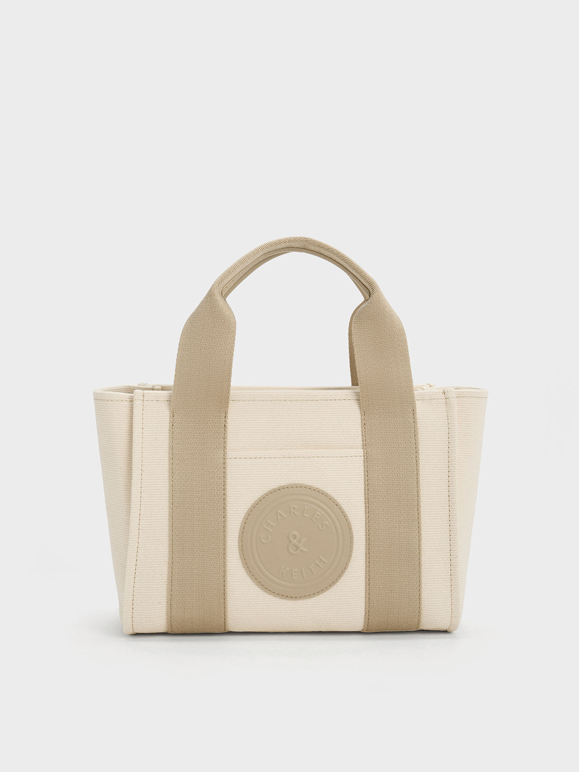 Kay Canvas Contrast-Trim Tote Bag - Taupe