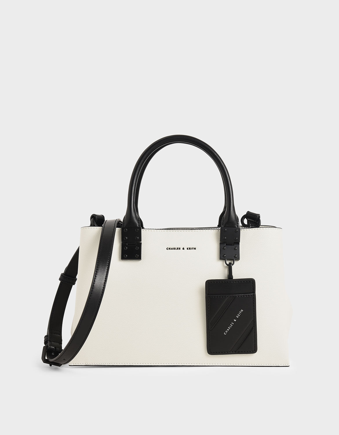 Classic Double Top Handle Bag - White