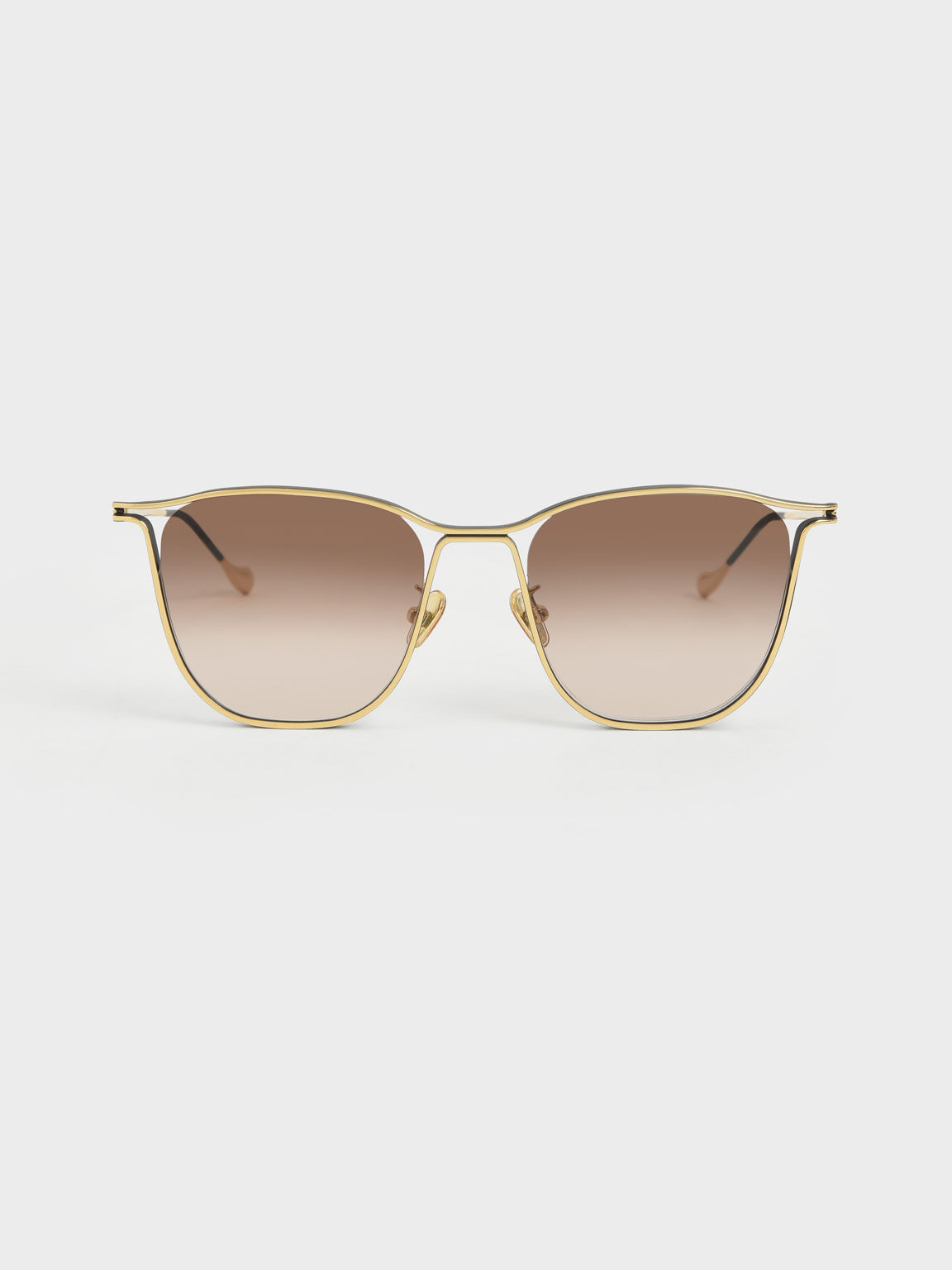 Two-Tone Wire Frame Butterfly Sunglasses, Gold, hi-res