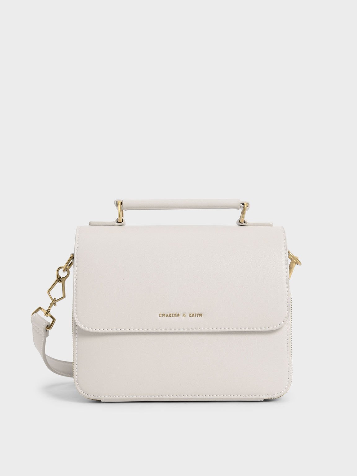 Ivory Front Flap Top Handle Crossbody Bag CHARLES  KEITH PH