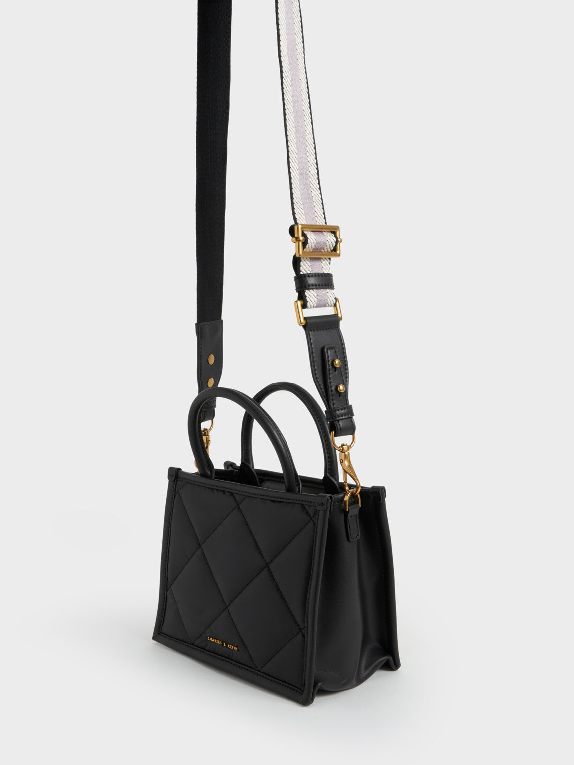 Celia Quilted Tote Bag, Black, hi-res