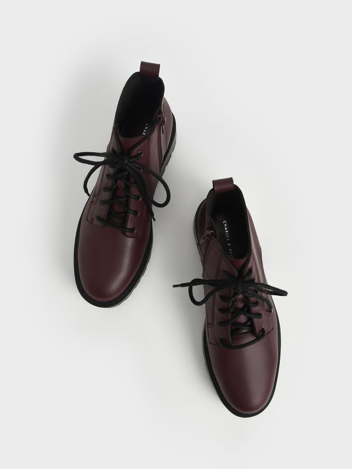 Commute Lace-Up Chunky Ankle Boots, Burgundy, hi-res
