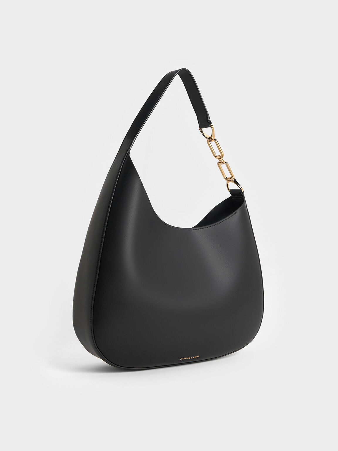 Agatha Chain-Accent Slouchy Hobo Bag, Black, hi-res