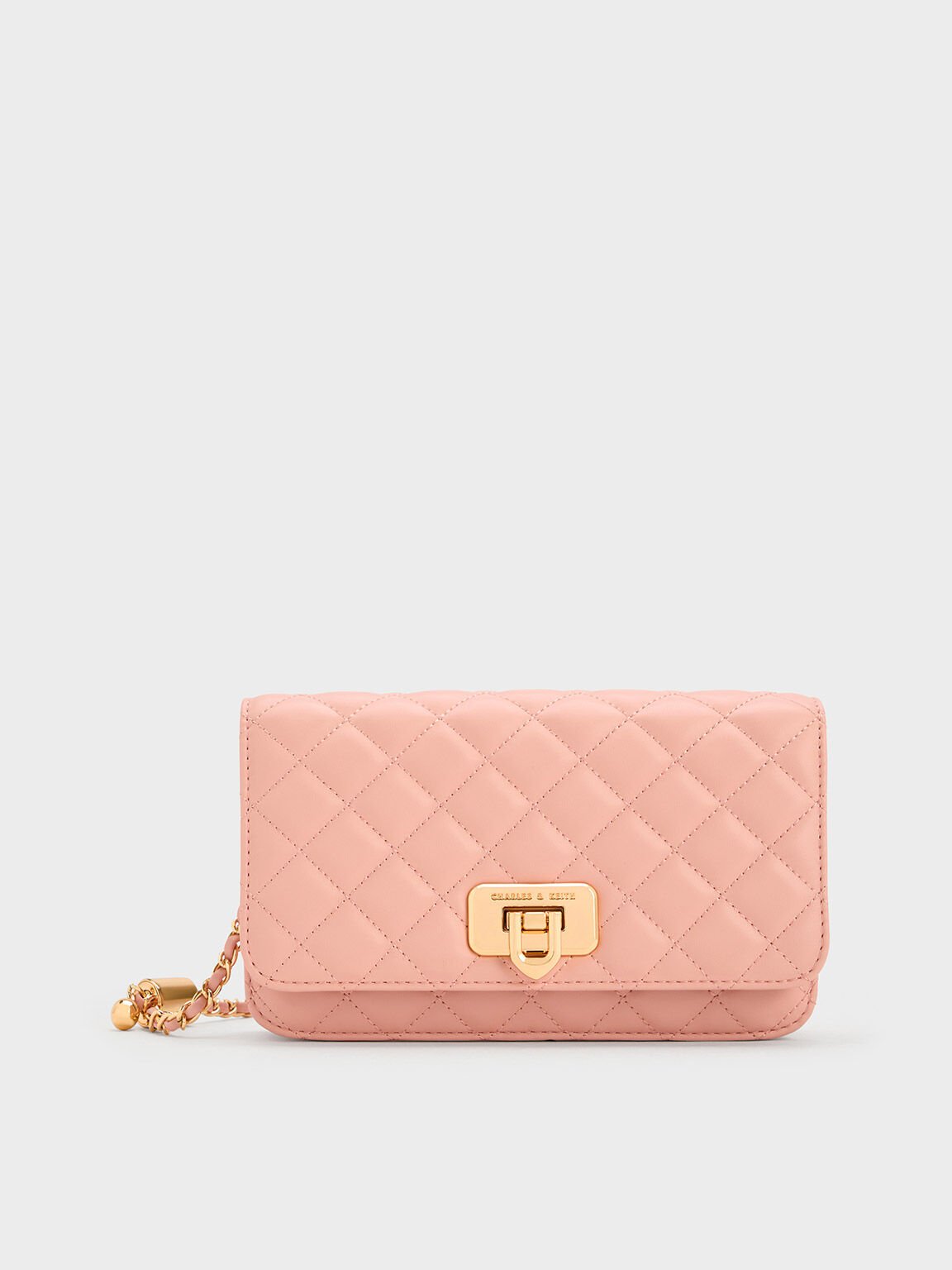 Pink Cressida Quilted Push-Lock CHARLES & KEITH US Clutch 