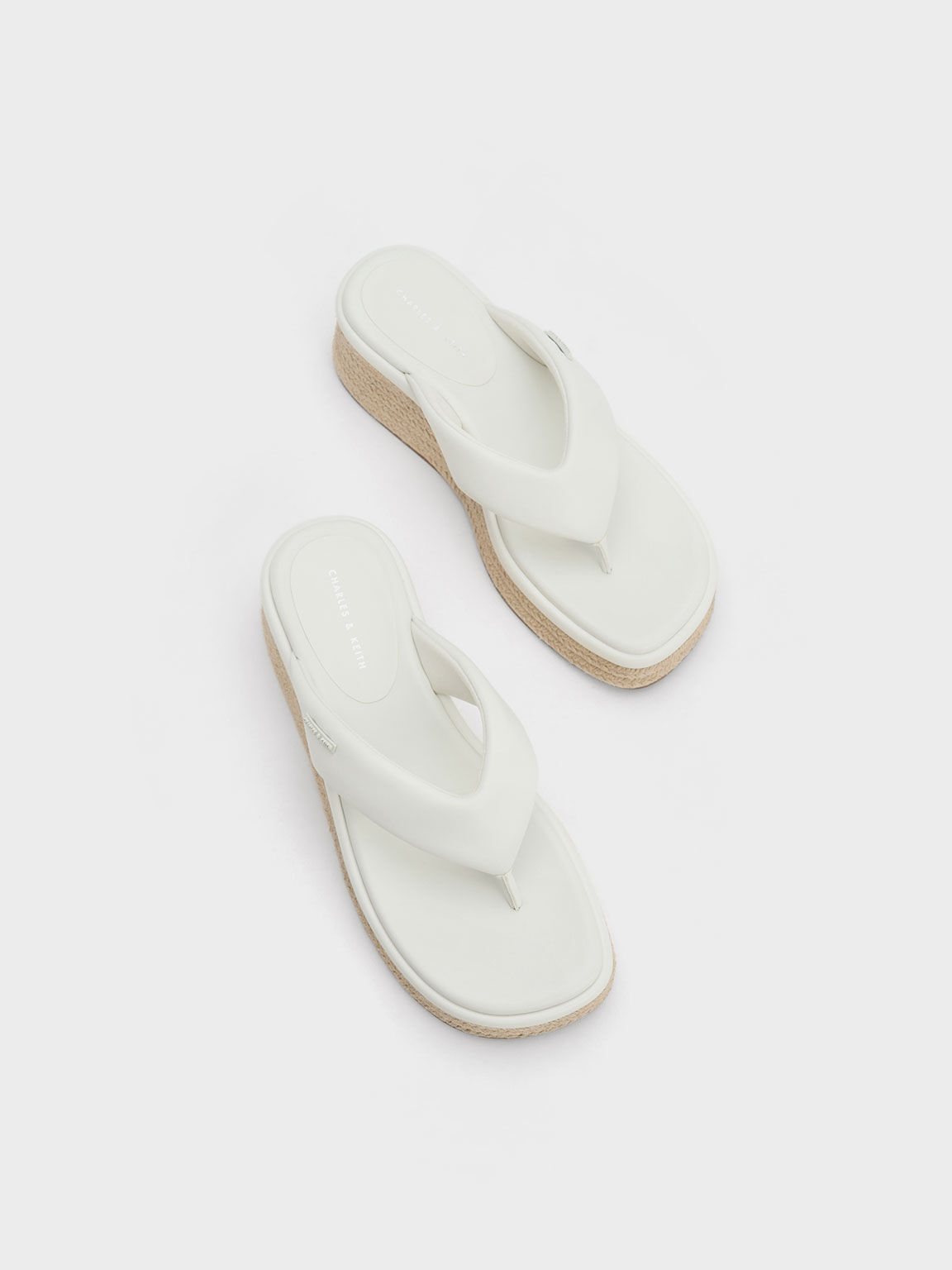 Espadrille Thong Sandals, Chalk, hi-res