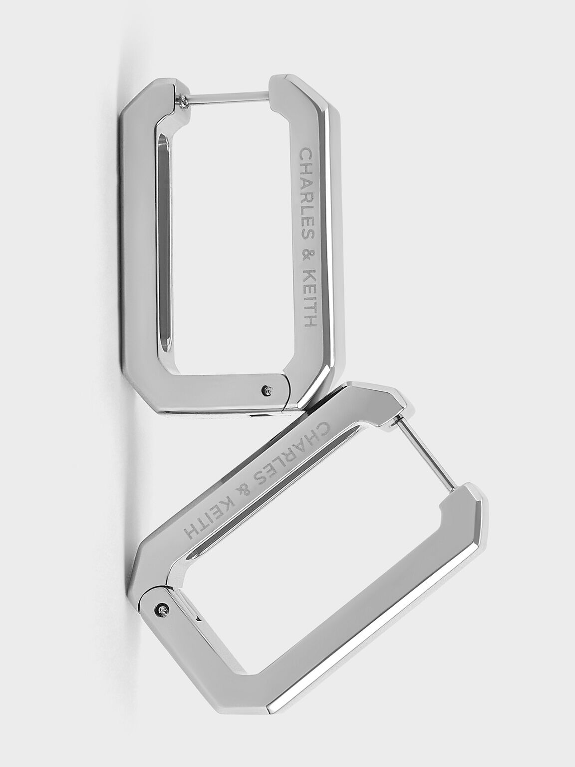 Keziah Rectangle Hoop Earrings, Silver, hi-res