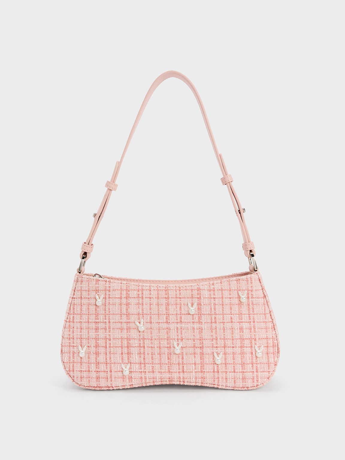 Pink Plaid Baguette Bag