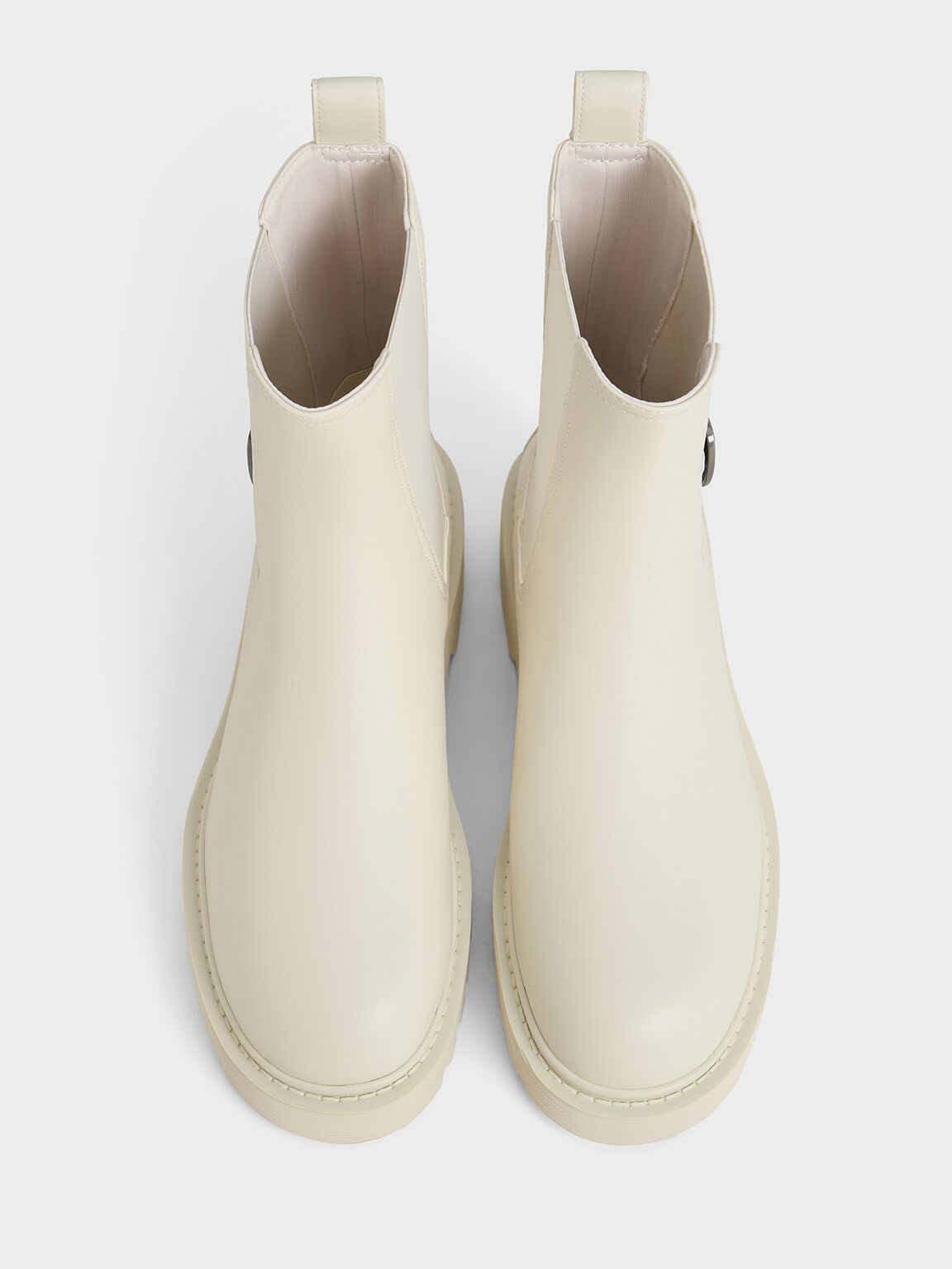 Side-Buckle Ridged-Sole Chelsea Boots, Chalk, hi-res