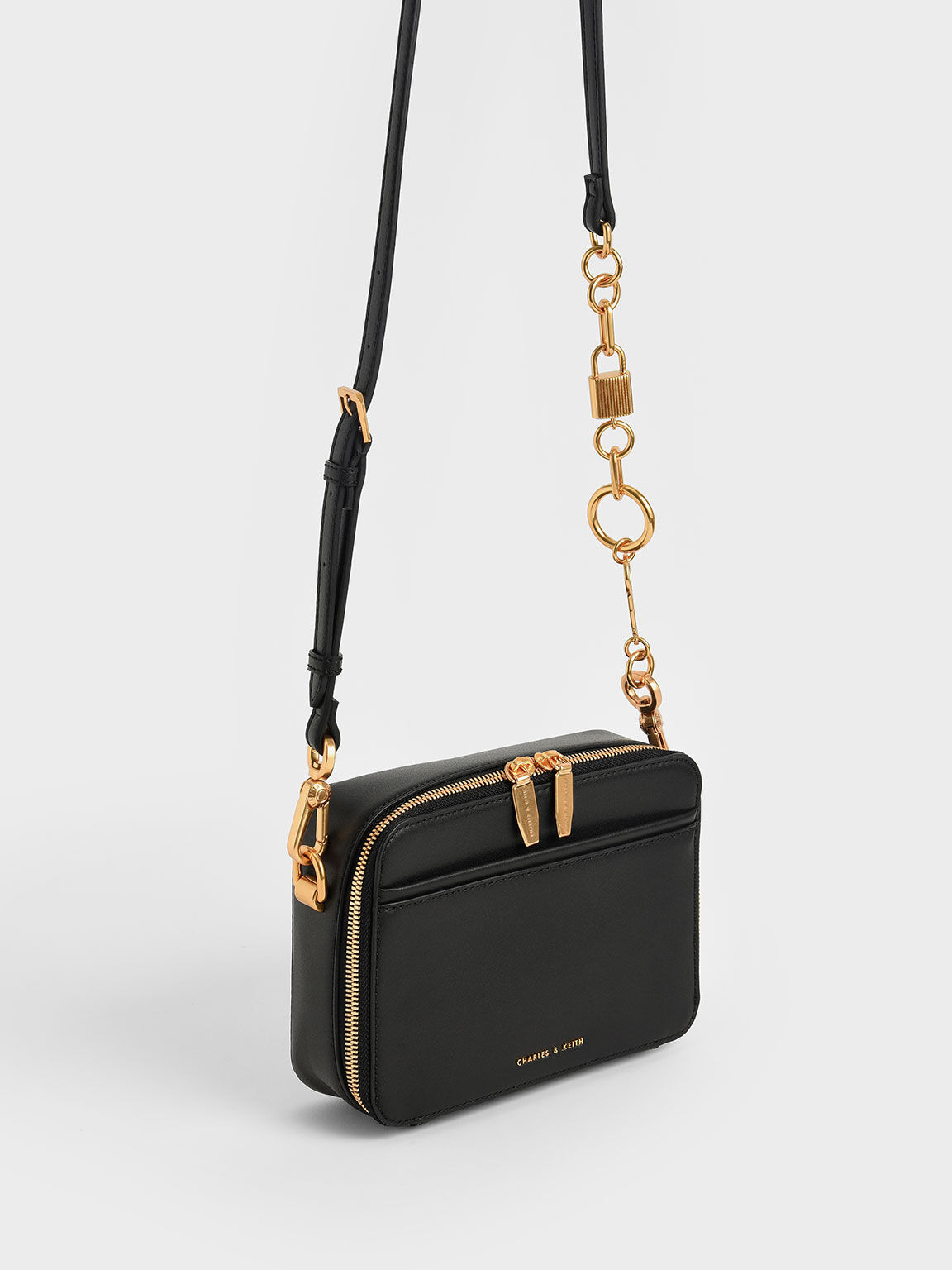 Black Lock & Key Chain Handle Bag - CHARLES & KEITH International