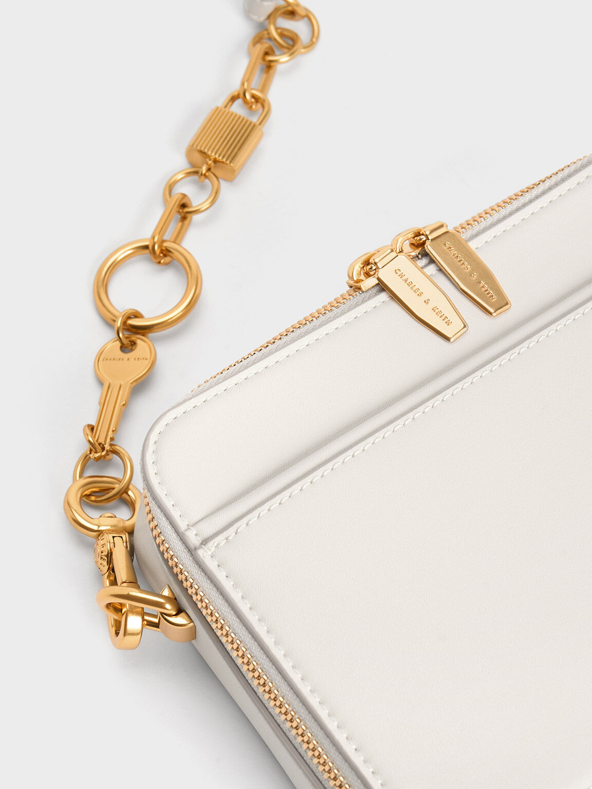 Cream Lock & Key Chain Handle Bag - CHARLES & KEITH PH