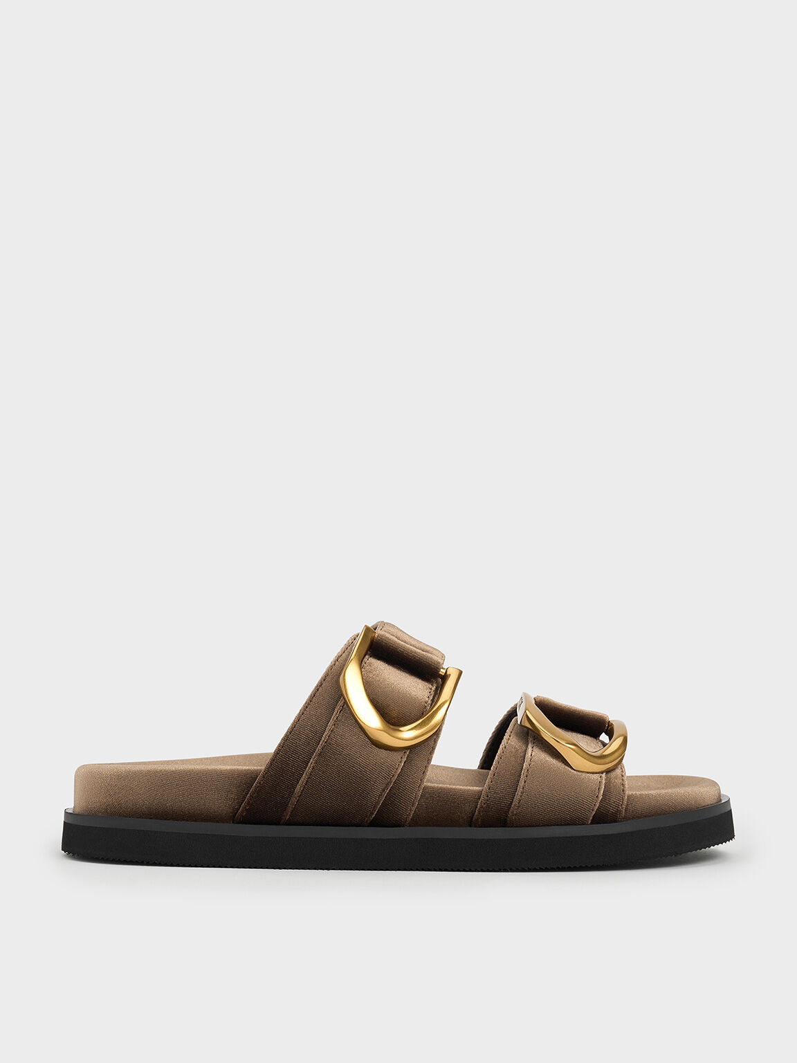 Gabine Velvet Buckle Sandals, Brown, hi-res