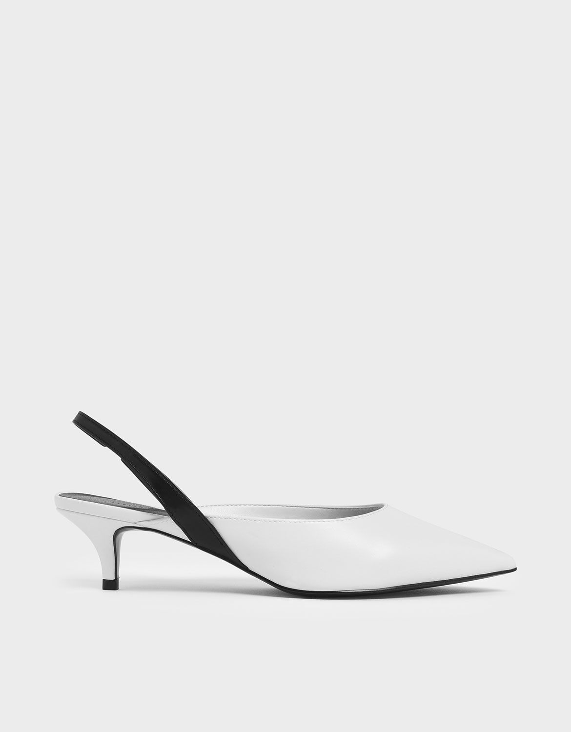 White Two-Tone Pointed Toe Slingback 