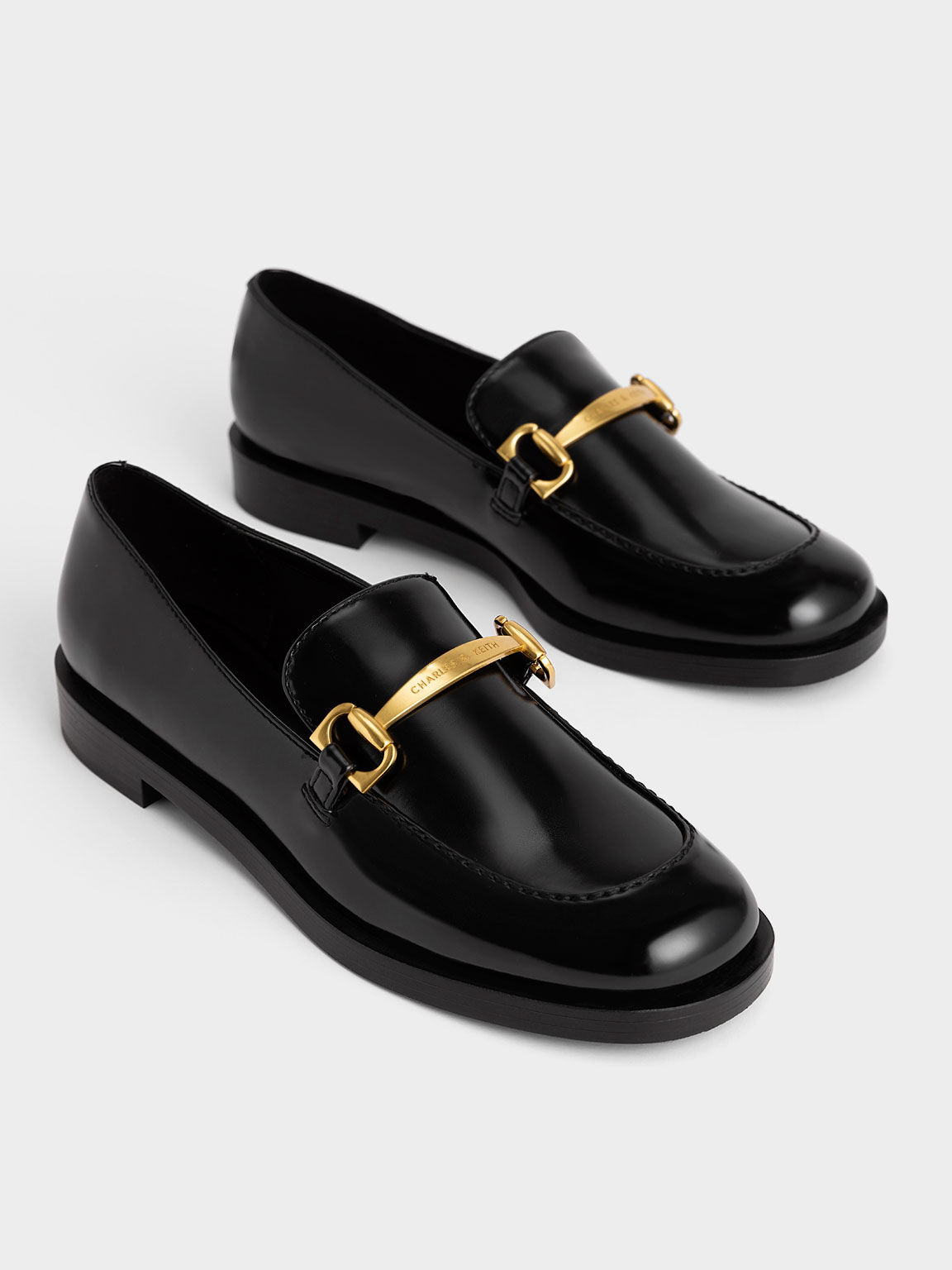 Black Metallic Accent Loafers - CHARLES & KEITH SG
